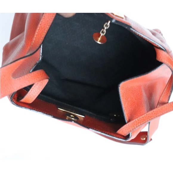 Perfect summer BAG - Vintage Orange Brown Leather bag. Made in France. - Picture 8 of 9